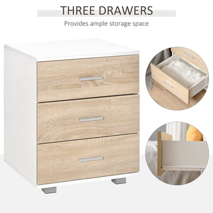 Bedside Table With 3 Drawers Nightstand Side Table Storage Chest For Bedroom