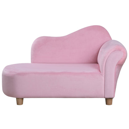 Kids Velvet-Like Chaise Lounge Pink