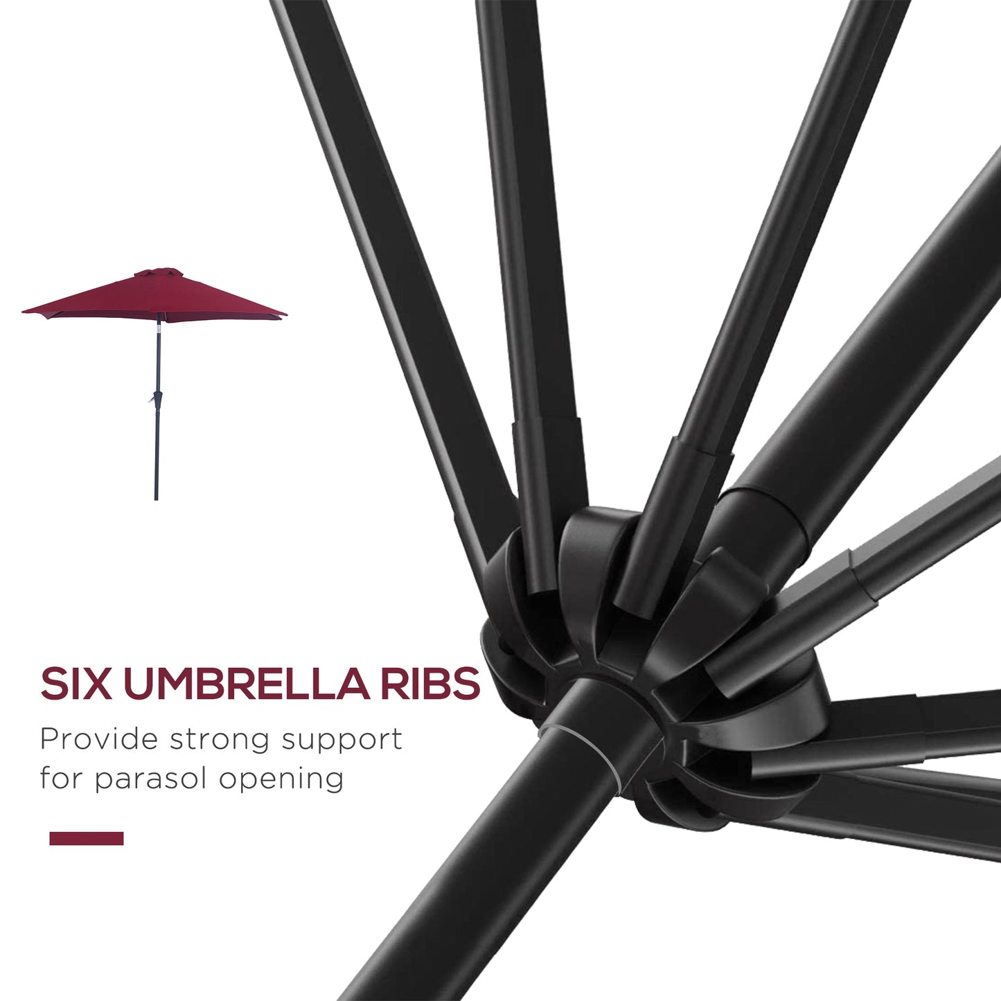 Outsunny 2.7M Garden Parasol Umbrella With Tilt And Crank