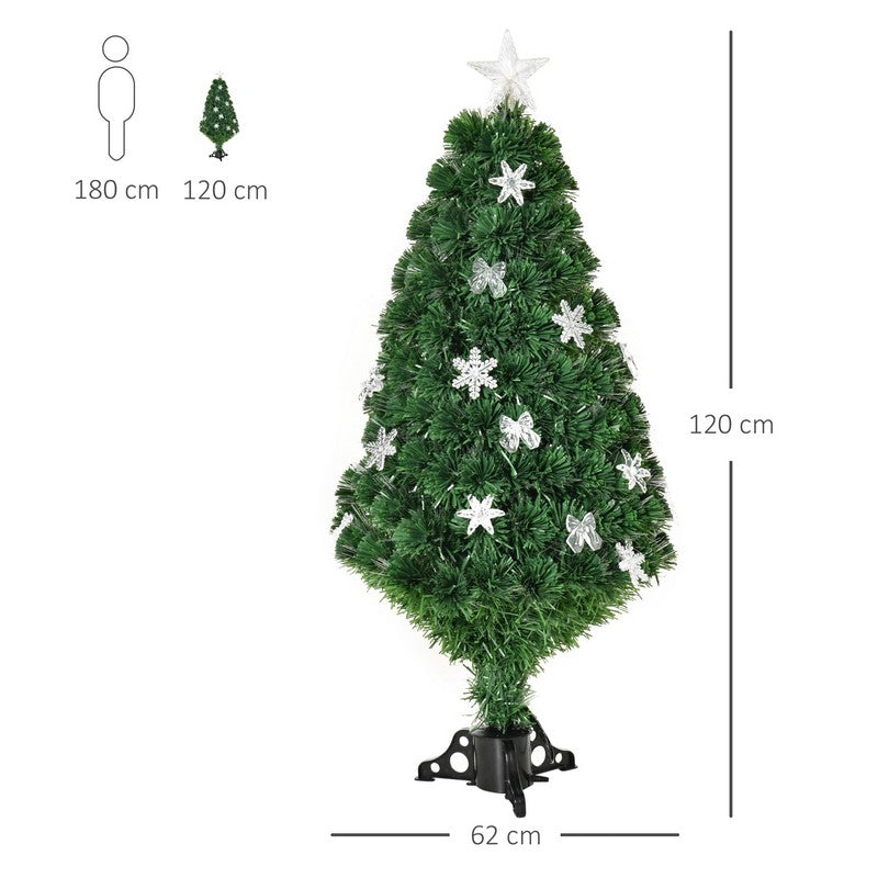 4 Foot Prelit Artificial Christmas Tree Fiber Optic LED Light Holiday Home Xmas Decoration Tree with Foldable Feet