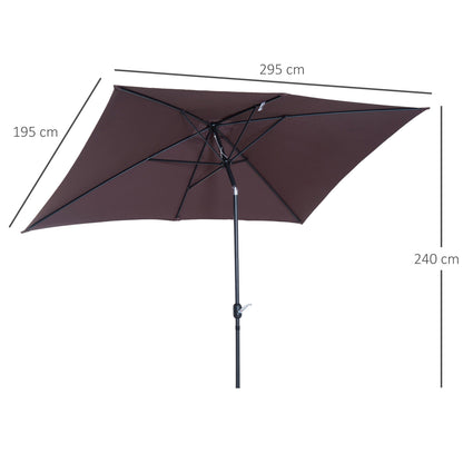 Outsunny Patio Umbrella Parasol With Tilt Crank-Brown