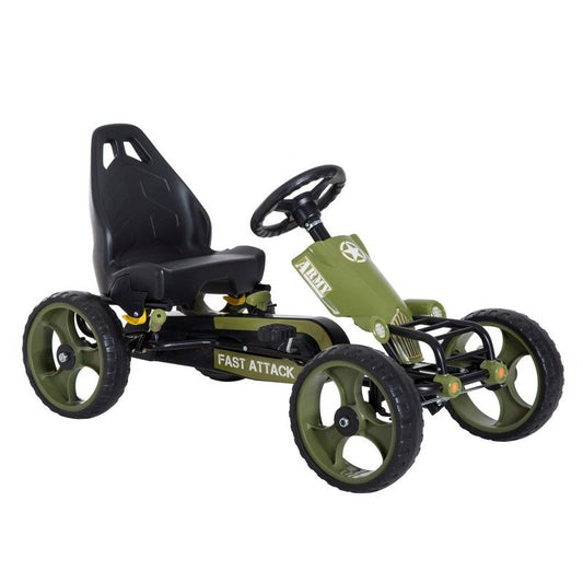 Homcom Homcom Kids Children Pedal Go Kart Ride On Racer Braking System Adjustable Seat Green