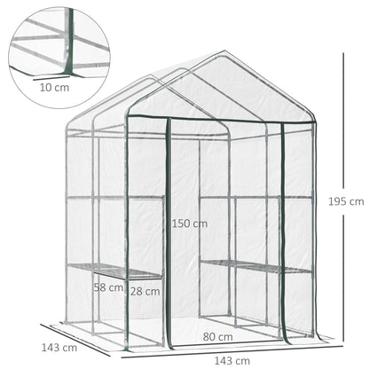 Metal Frame Walk in Grow Herb Plant Portable Greenhouse Transparent 143 L x 143W x 195H cm