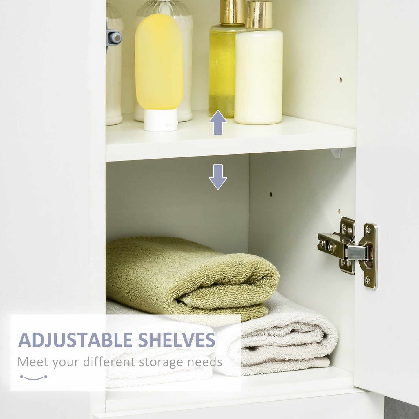 kleankin Tall Bathroom Cabinet with Adjustable Shelves