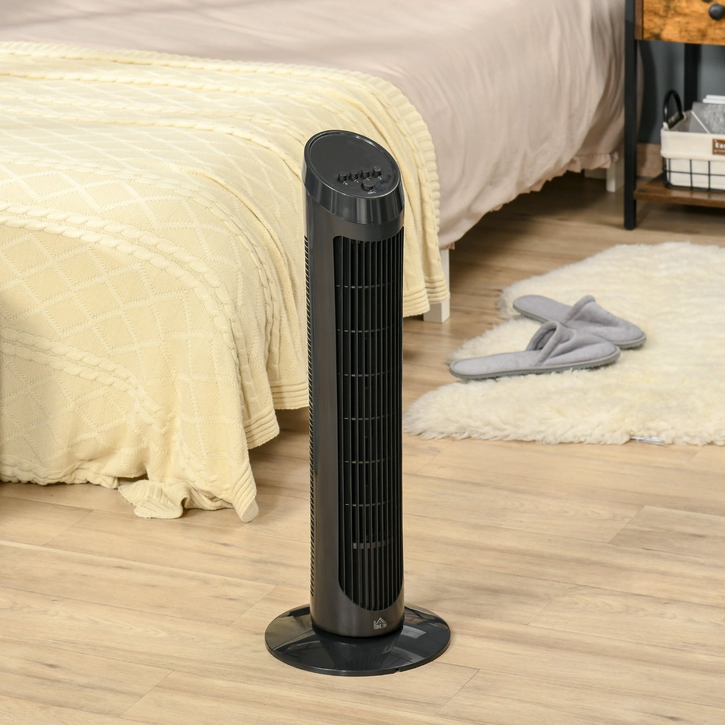 30" Oscillating Tower Fan 3 Speed Mode Ultra Slim Indoor Air Refresher Cooling Machine Noise Reduction - Black