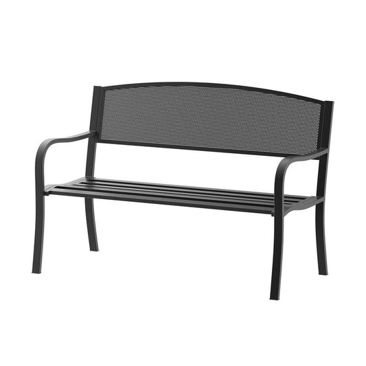 Outsunny Outsunny Garden Bench Furniture Patio Park 2 Person Chair Seat Steel Black 120cm Outdoor