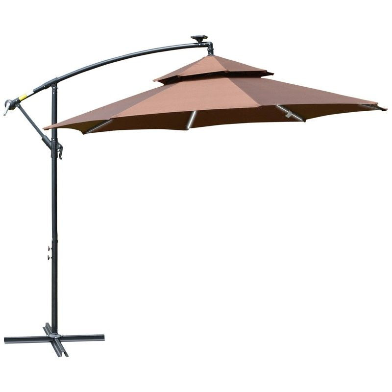 Outsunny Outsunny 3(M) Cantilever Banana Parasol Hanging Umbrella With Double Roof