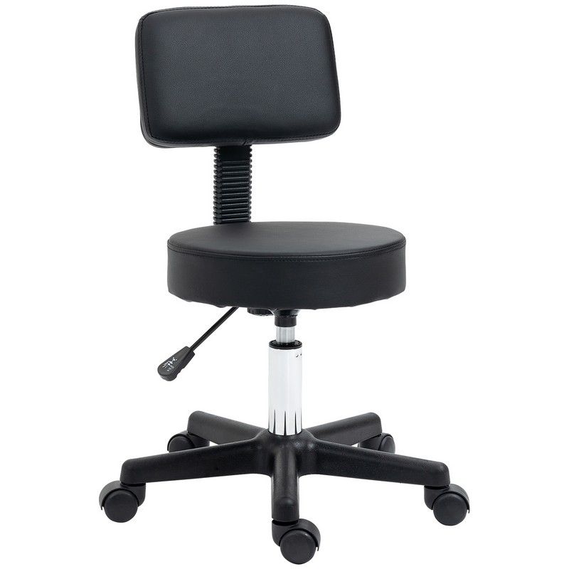 Homcom Homcom Swivel Salon Chair w/ Padded Seat Back 5 Wheels Adjustable Height Salon Hairdressers Tattoo Spa Rolling Black