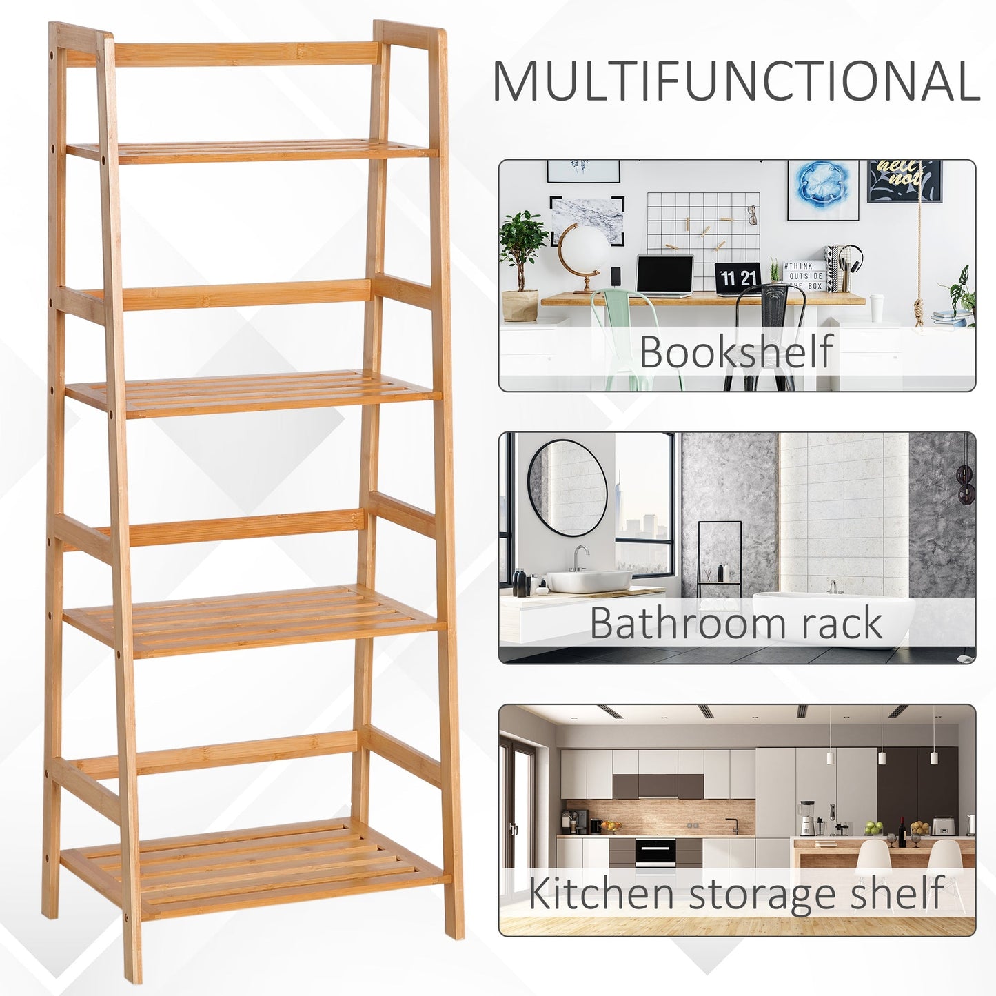 Homcom Four-Tier Bamboo Shelving Unit