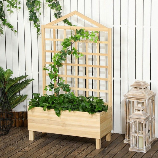 Outsunny Outsunny Garden Planters with Trellis for Vine Climbing