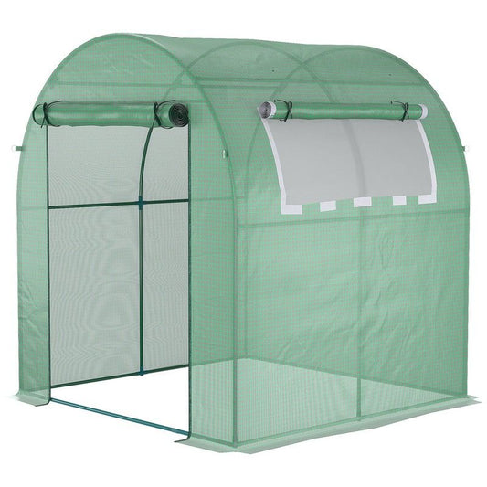 Outsunny Outsunny Walk In Polytunnel Greenhouse Green House For Garden With Roll-Up Window And Door 1.8 X 1.8 X 2 M Green