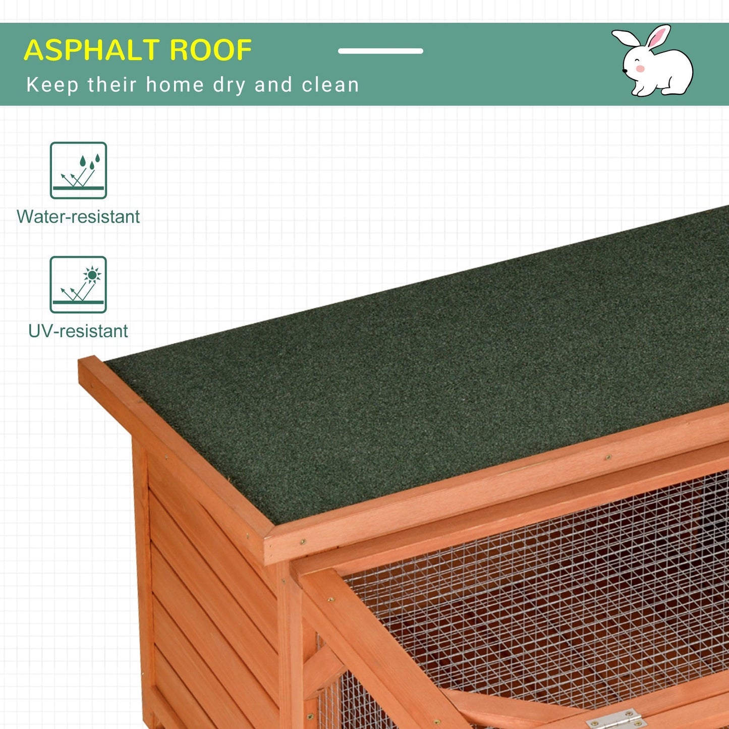 PawHut Rabbit Hutch Off-ground Small Animal Guinea Pig House 125.5 x 100 x 49cm