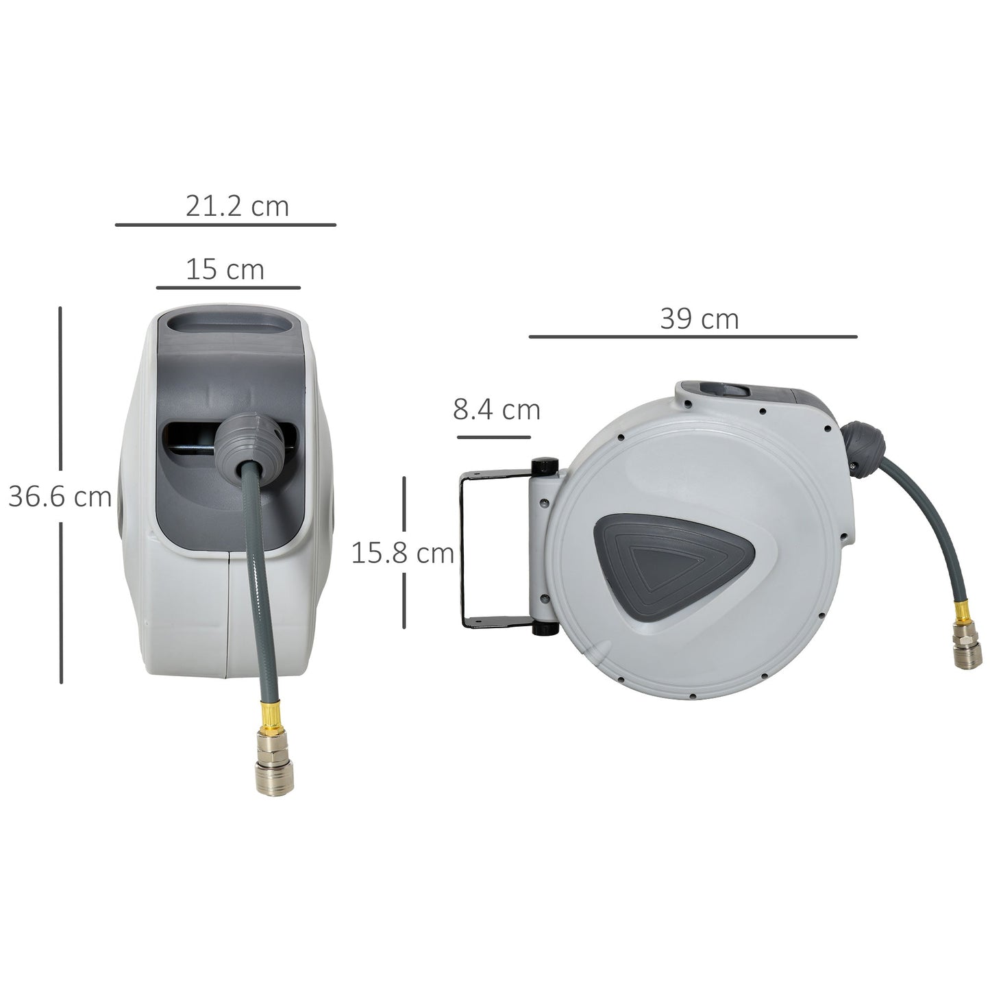 DURHAND Retractable Air Hose Reel Wall Mounted Workshop Compressor Tool 1/4" 15m+140cm