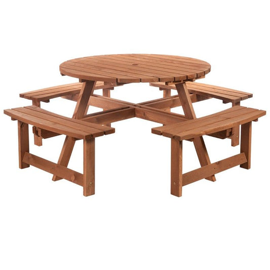 Outsunny Outsunny 8-Seater Wooden Picnic Set-Fir Wood