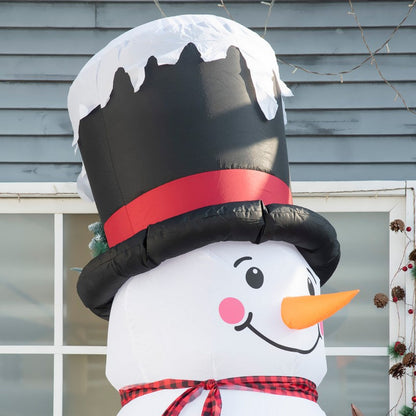 8 Foot Inflatable Christmas Snowman with Black Hat and Red Scotch Scarf