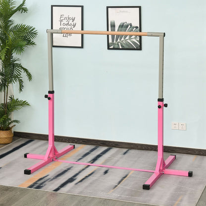 Height Adjustable Gymnastics Horizontal Bar For Kids Home Gym Training Children Junior Kip High Bar Fitness Pink