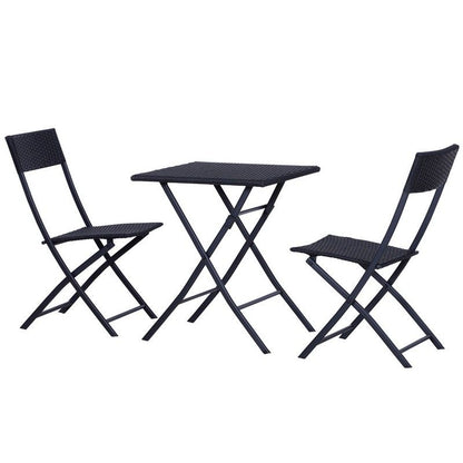 Outsunny Outsunny 2-Seater Rattan Furniture Set-Black