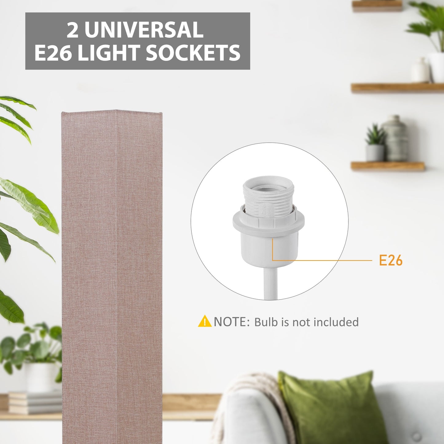 Linen Shade Tall Floor Lamp Cream White