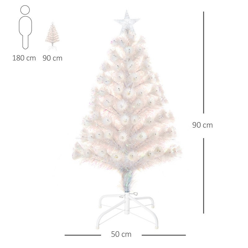 3 Foot Prelit Artificial Christmas Tree with Fibre Optic LED Lights Holiday Home Xmas Decoration