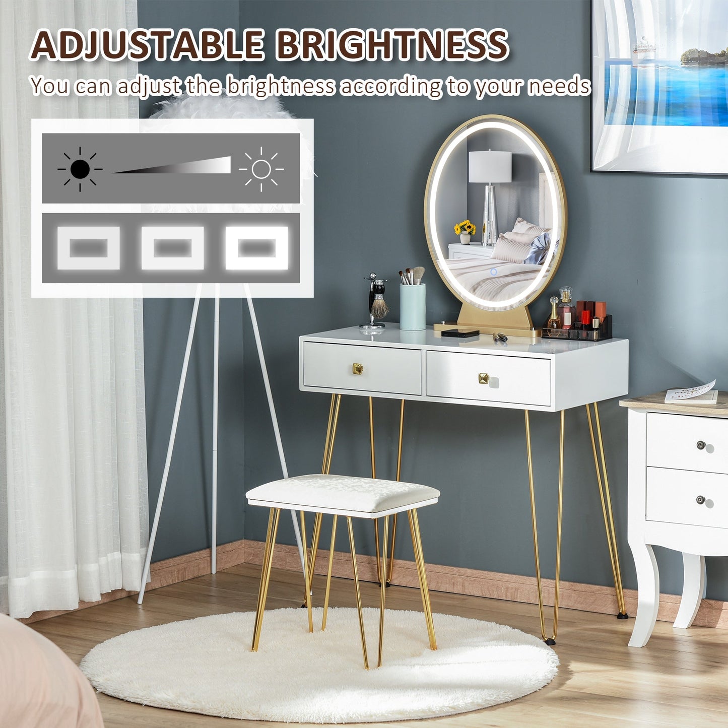 Dressing Table Set with LED Light