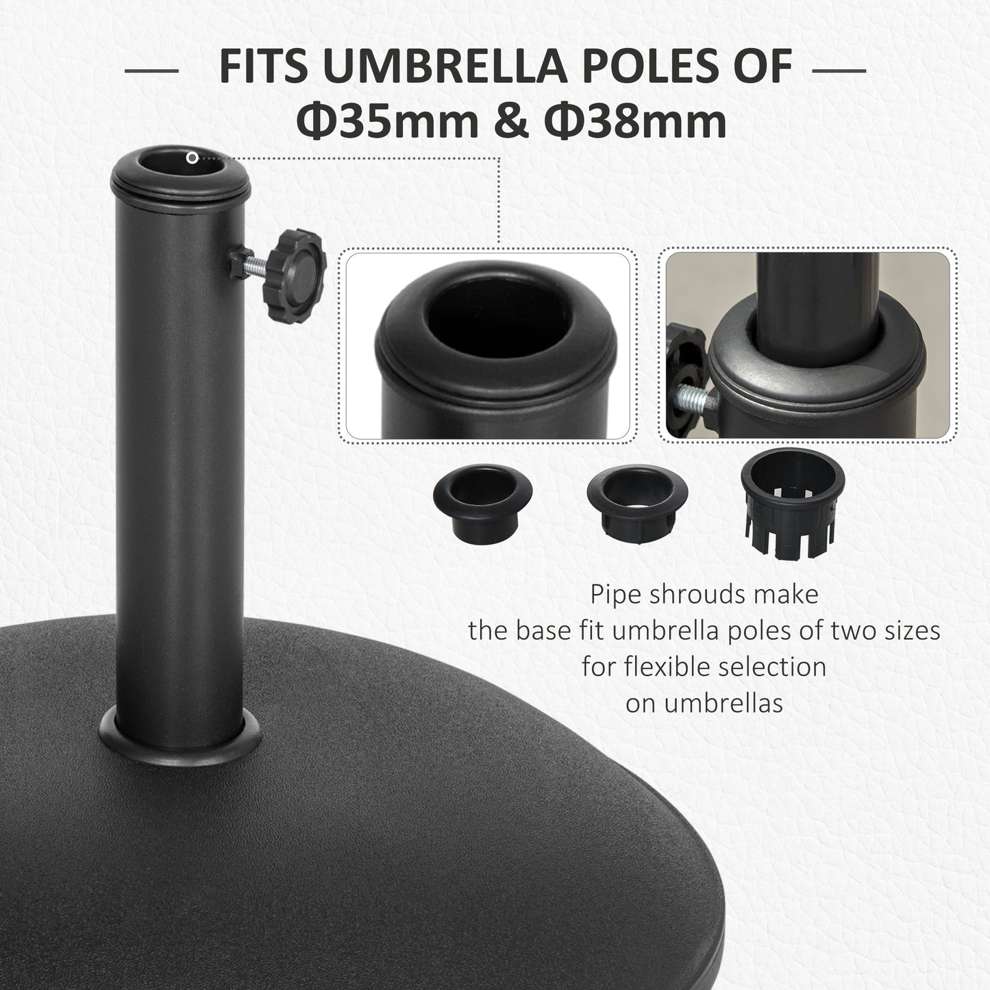 Heavy Duty Cement Parasol Umbrella Base 20kg Patio Stand Garden Outdoor Shade Holder Round