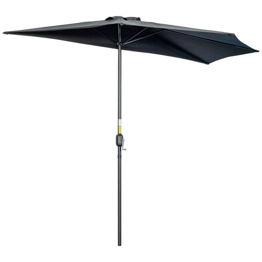 Outsunny Outsunny 3(m) Half Parasol Semi Round Umbrella Patio Metal Frame Crank Handle for Balcony-- NO BASE INCLUDED