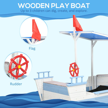 Outsunny Kids Wooden Ship Sandpit