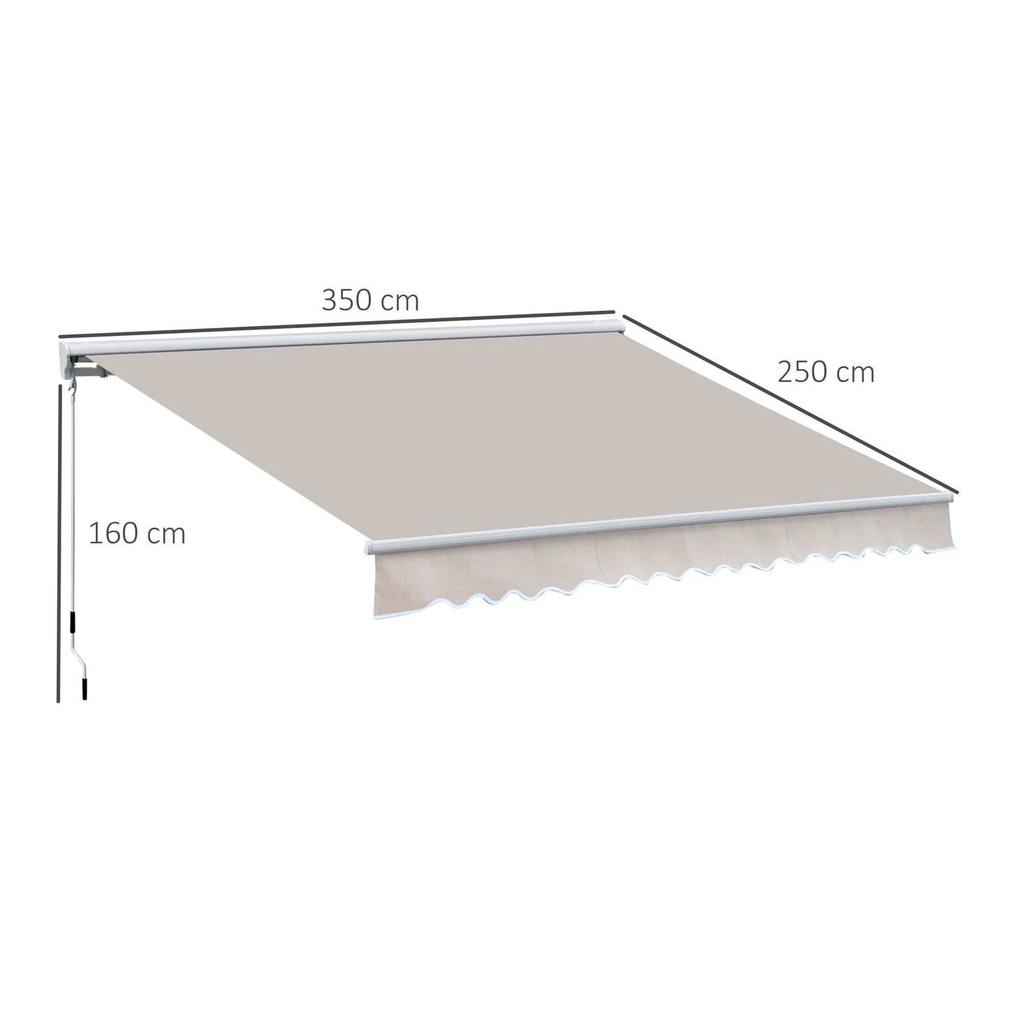 2.95Lx2.5M Retractable Manual/Electric Awning-Cream White/White