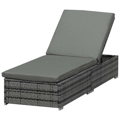 Outsunny Outsunny Rattan Outdoor Garden Reclining Sun Lounger Grey