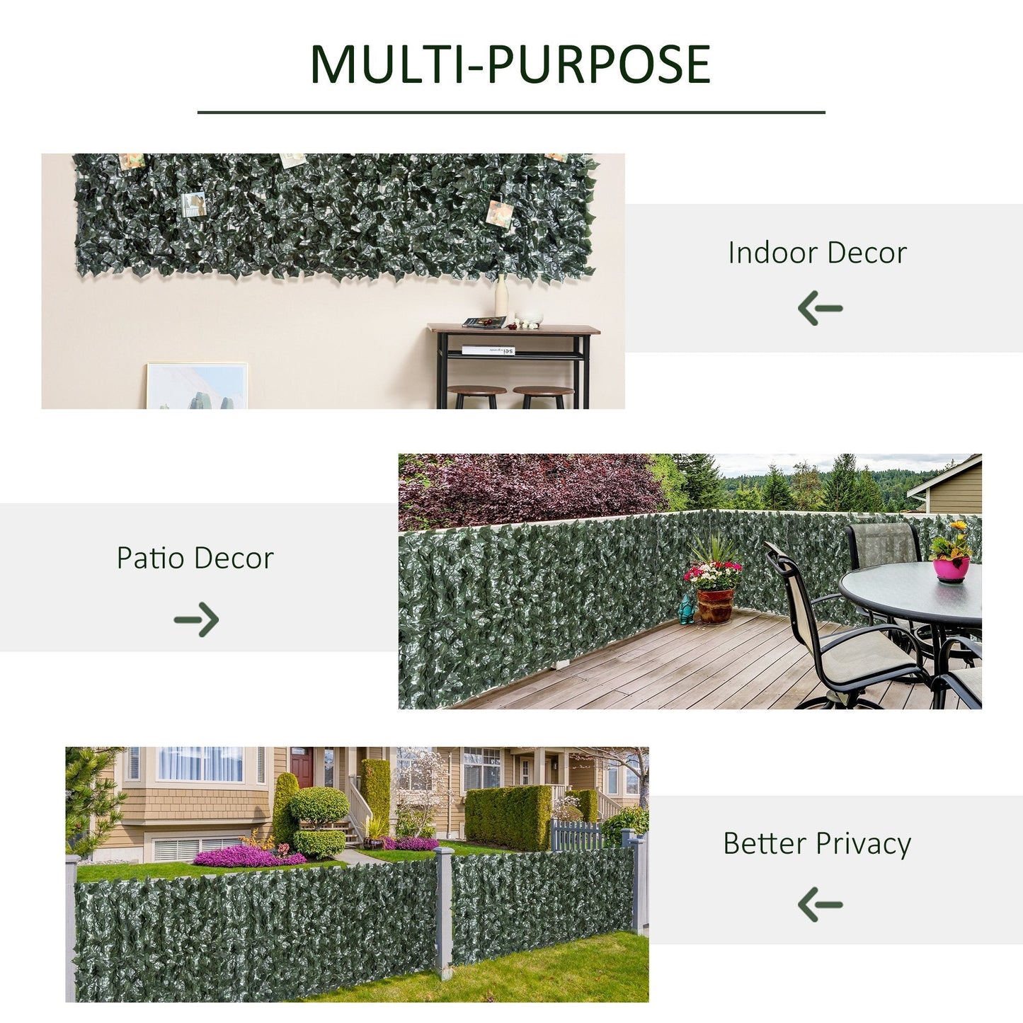 Artificial Leaf Hedge Screen Privacy Fence Panel for Garden Outdoor Indoor Decor 2.4M x 1M Dark Green