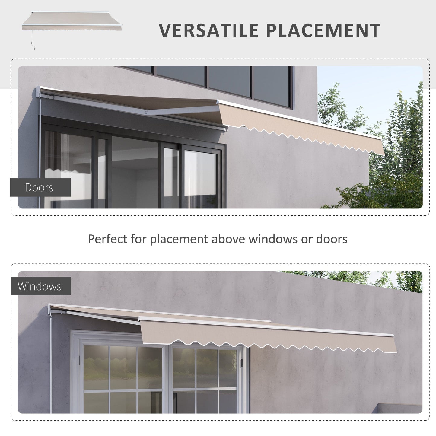 3.5Lx2.5M Retractable Manual/Electric Awning-Cream White/White