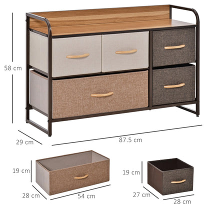 Drawers Storage Tower Dresser with Wood Top