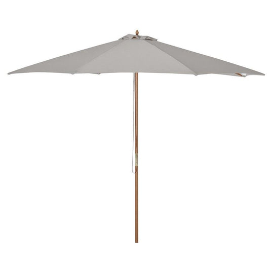 Outsunny Outsunny 3(M) Fir Wooden Parasol Garden Umbrellas 8 Ribs Bamboo Sun Shade Patio Outdoor Umbrella Canopy Grey