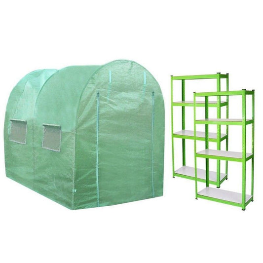 Raven Raven Flourish 6' 6" x 9' 10" Curved Polytunnel & Racking Set - Classic Polyethylene