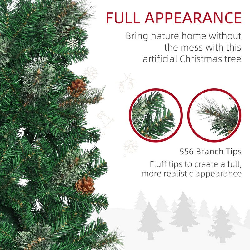 6.5 Foot Tall Pencil Slim Artificial Christmas Tree with Realistic Branches