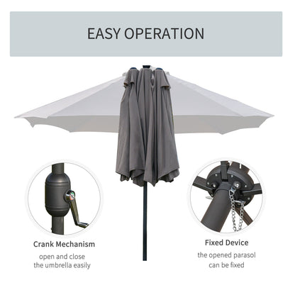 4.4m Double-Sided Sun Umbrella Patio Parasol LED Solar Lights Dark Grey