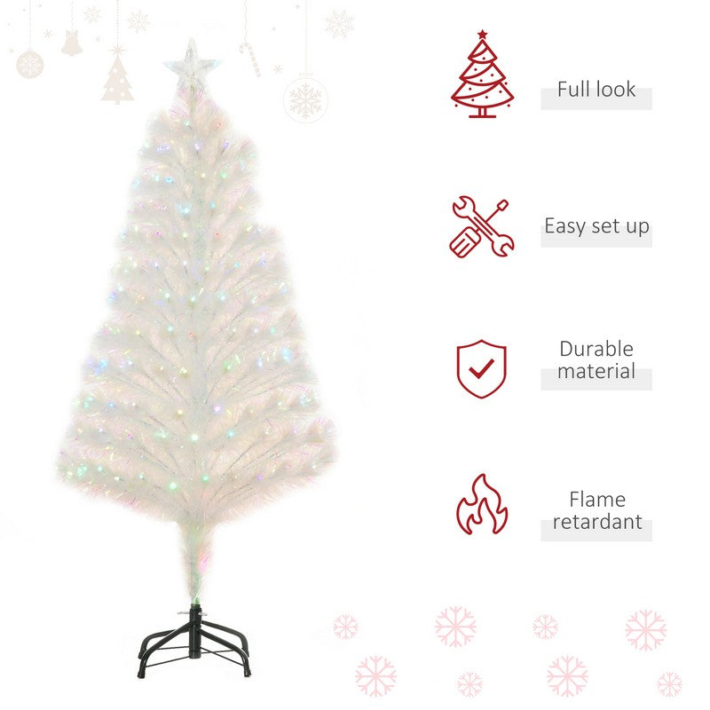 Homcom 4 Foot Prelit Artificial Christmas Tree with Fiber Optic LED Light