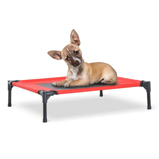 PawHut Pawhut Medium Elevated Pet Bed 76Lx61Wx18H cm-Black/Red