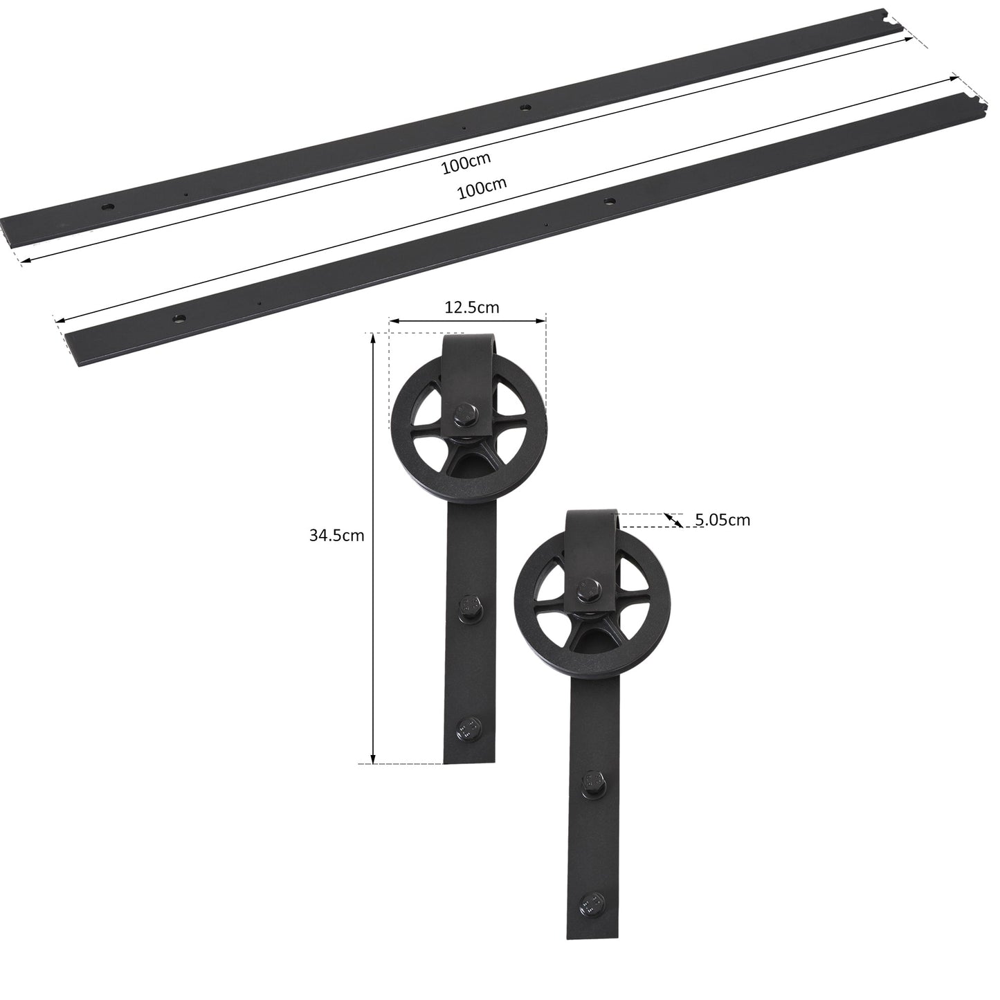 Carbon Steel 6.6' Sliding Barn Door Hardware Kit-Frosted Black