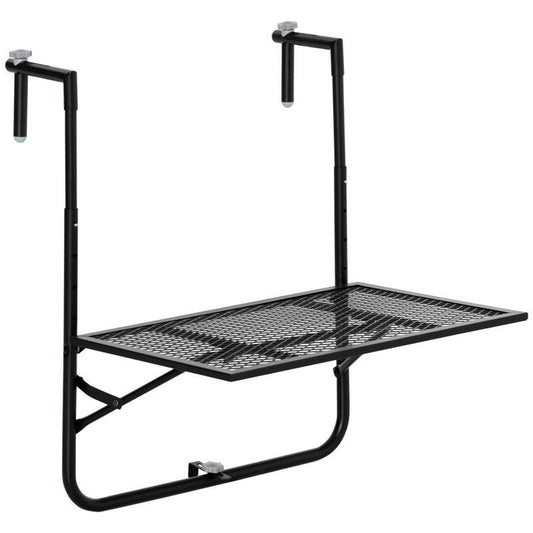 Outsunny Outsunny Balcony Hanging Table Metal Wall Mount Desk Adjustable Folding Balcony Deck Table For Patio And Garden Black