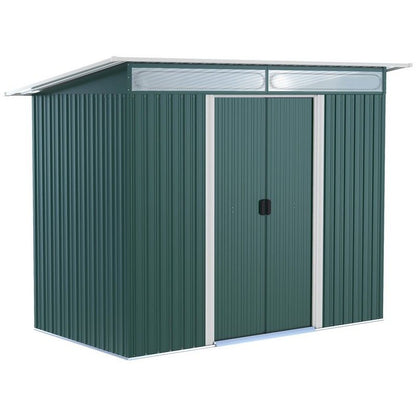 Steadfast Lightsky 8.5 x 4' Double Door Pent Garden Shed Steel Green by Steadfast