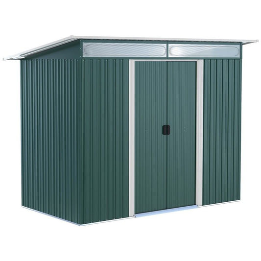 Steadfast Lightsky 8.5 x 4' Double Door Pent Garden Shed Steel Green by Steadfast