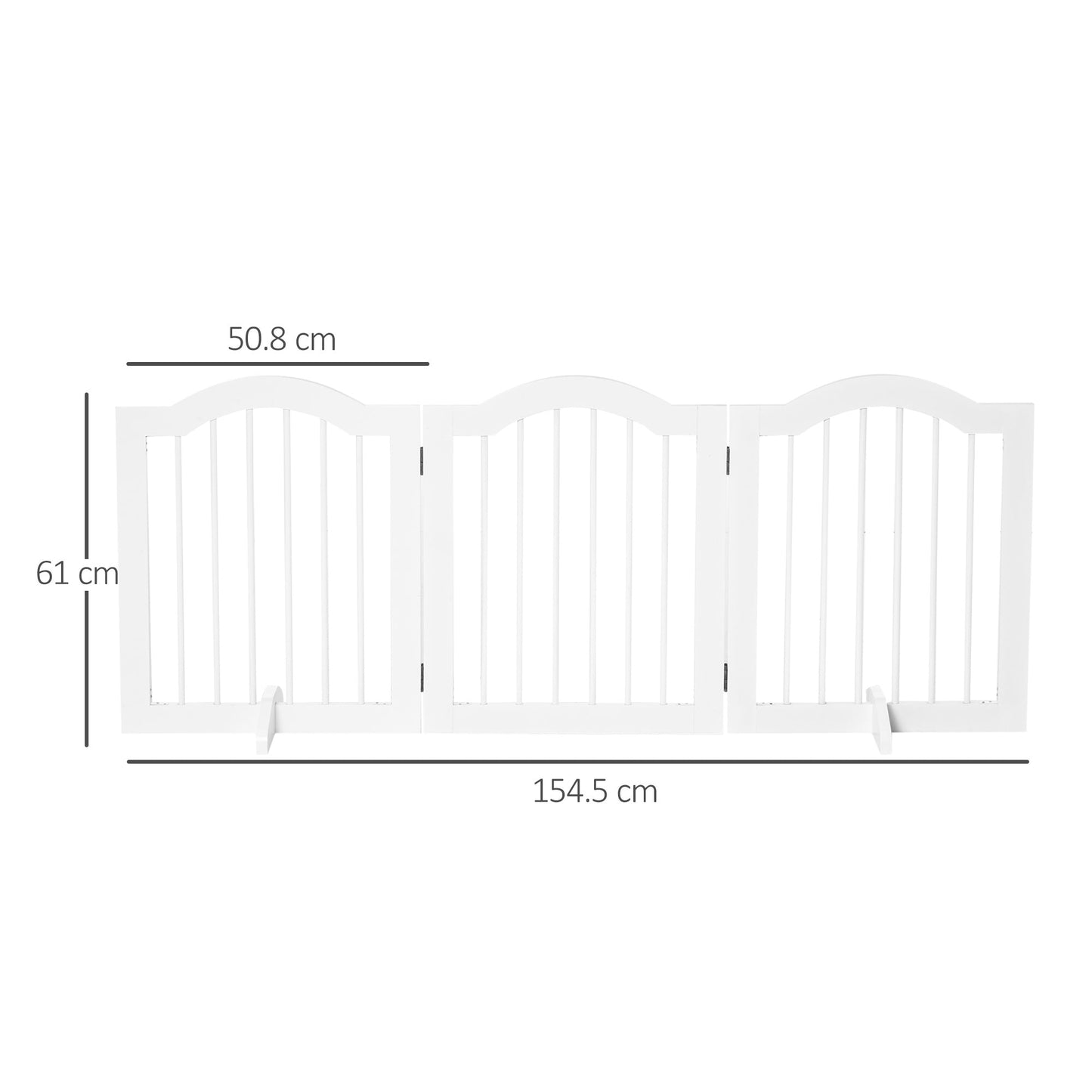 PawHut 3 Panels Dog Gate w/ Support Feet Fence Safety Barrier Freestanding Wood White