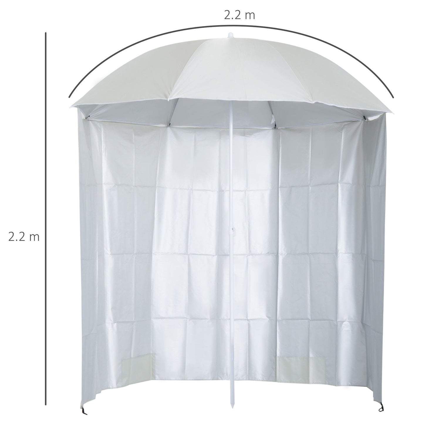 88" Arc 2.2M Fishing Umbrella Beach Parasol with Sides Brolly Shelter Canopy Shade with FREE Carry Bag Off-White