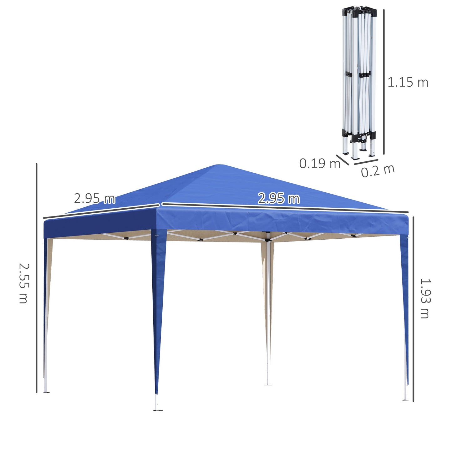 3 x 3 meter Garden Heavy Duty Pop Up Gazebo Marquee Party Tent Folding Wedding Canopy-Blue