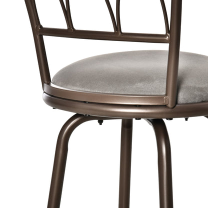 Set of 2 Bar Chairs Swivel Armless Upholstered Metal Frame Barstools with Backrest & Footrest