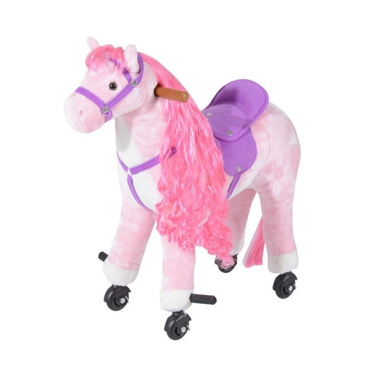 Homcom Homcom Kids Plush Ride On Walking Horse Withsound-Pink