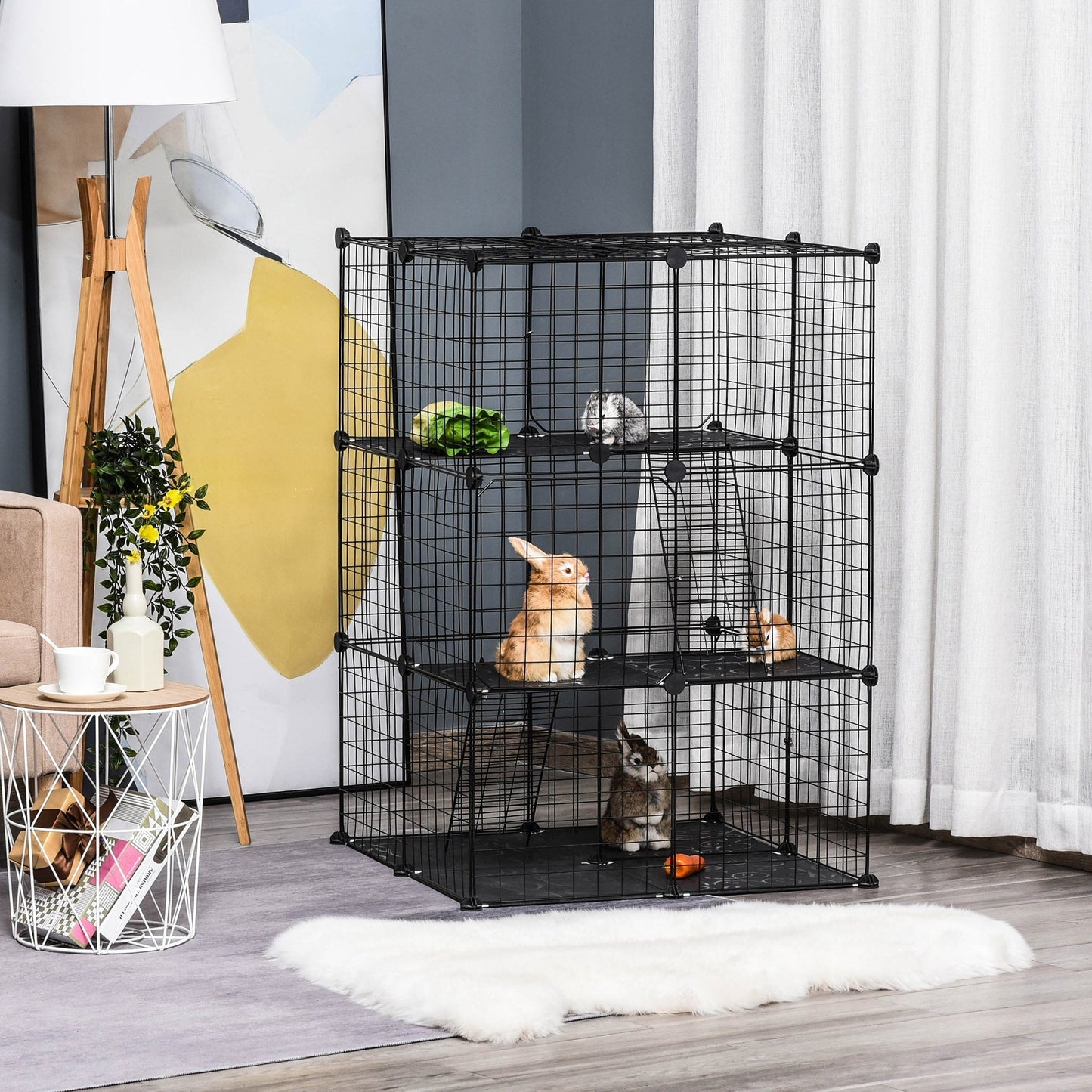 3 Tier Small Animal Cage Black by Pawhut