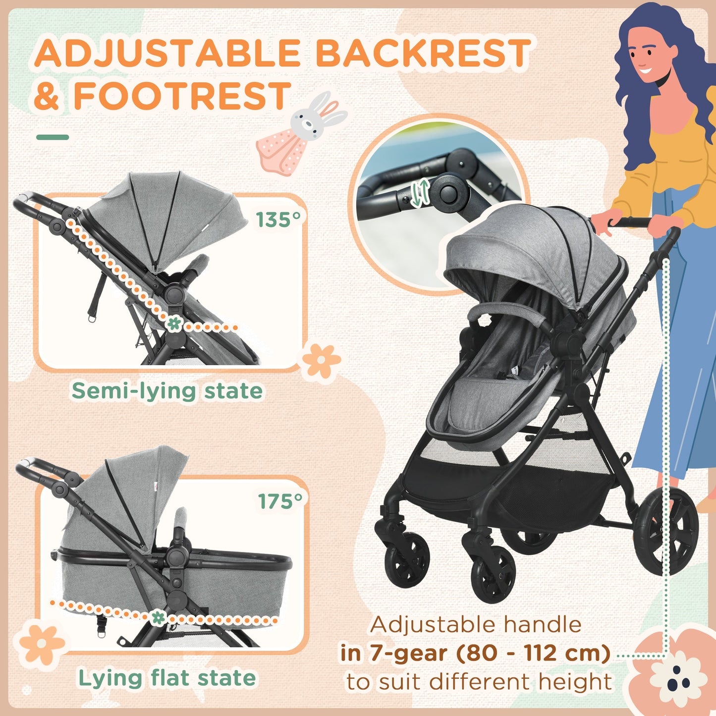 2 in 1 Lightweight Pushchair w/ Reversible Seat