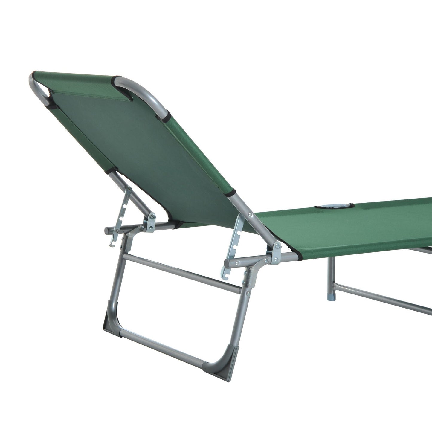 Reclining Sun Lounger Chair Folding Camping Bed with 4-Position Adjustable Backrest